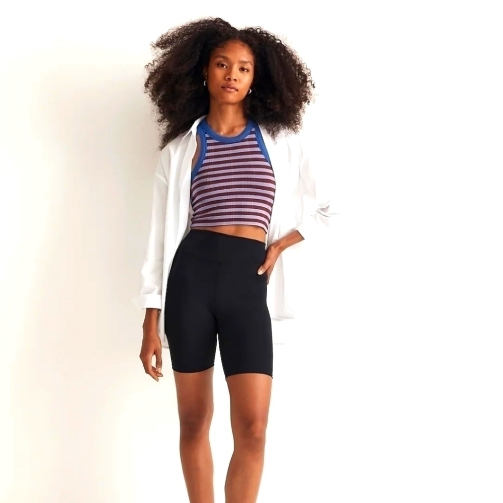 Madewell Blue and Purple Striped Ribbed Tank Top